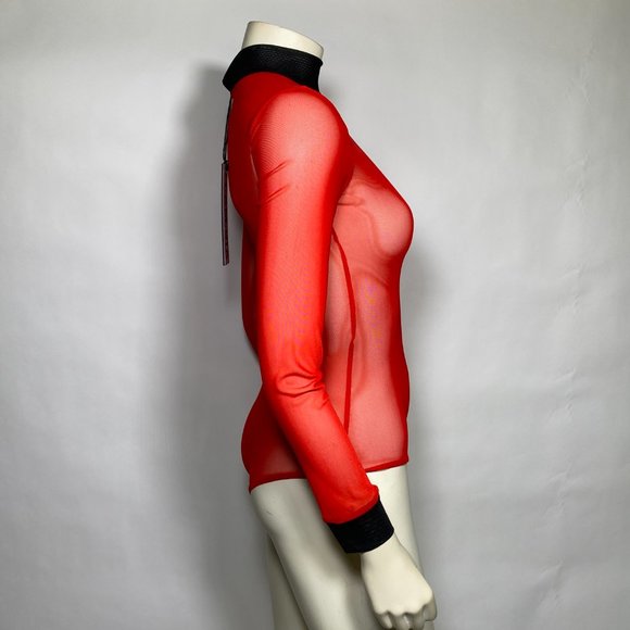 I AM GIA Red/Black Mesh 'Jones' Bodysuit - Picture 3 of 6